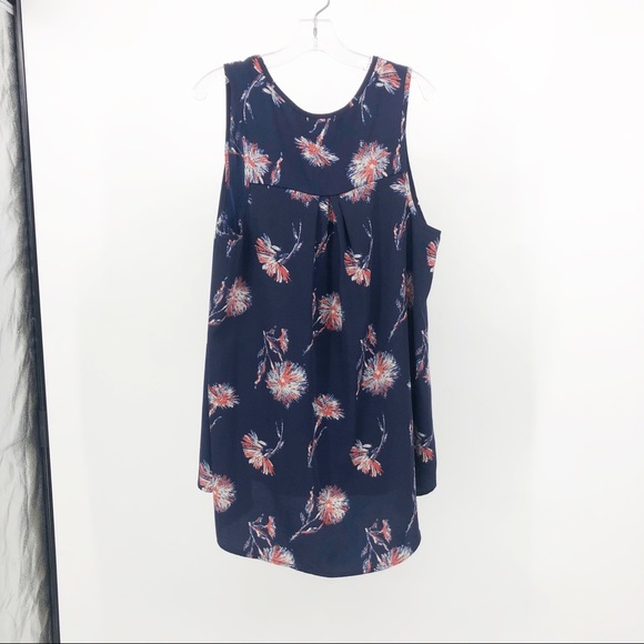 Halogen Blouse Navy Medium sleeveless Floral - Picture 8 of 15